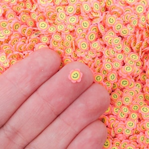 Small Pink Smiley Polymer Clay Flower Sprinkles, NON EDIBLE Fimo Fake Sprinkle Mix, Resin Embellishment, P107