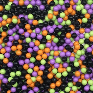 Sanderson Soiree Halloween Round Acrylic Plastic NON EDIBLE Nonpareil Sprinkles, 4mm, Pick Your Amount, Faux Resin Caviar Beads, V157