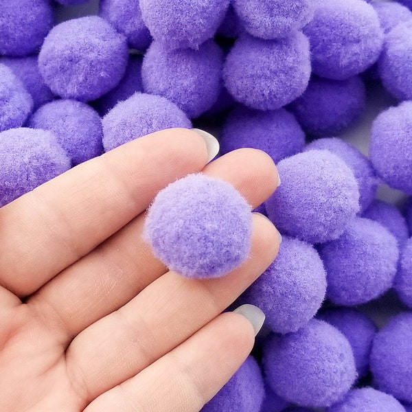 Fifty 25mm Purple Mochi Balls, Pom Poms, Approx. 50 Pieces for Crafts and Slimes
