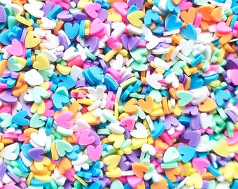 Heart Sprinkles, Valentines Day Polymer Clay Confetti Sprinkles, Fake Sprinkles, Decoden Funfetti Rainbow Jimmies, E195