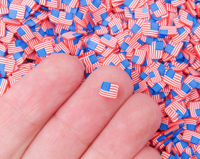 Patriotic American Flag Polymer Clay Slices, Nail Art Slices, Non Edible Faux sprinkles, 4th of July, N25