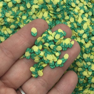 Small Corn On The Cob Cane Slice Polymer Clay Fake Sprinkles, Fimo Fake Vegetable Sprinkle Mix, M223