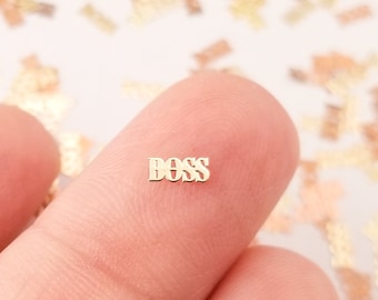 50 kleine 5 mm goudkleurige metalen baas woord cabochons, woord schattige kawaii spijkers, bedel harsbenodigdheden, hars add-on 1693