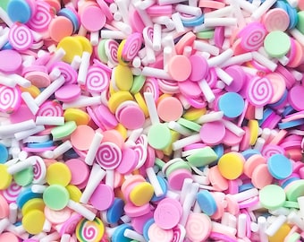 CANDY LAND Mix, Bright Polymer Clay Fake Sprinkles with Dessert Slices, Decoden Funfetti Jimmies, E204