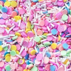 CANDY LAND Mix, Bright Polymer Clay Fake Sprinkles with Dessert Slices, Decoden Funfetti Jimmies, E204