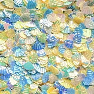 10 Grams Blue Lagoon Shift Seashell Solvent Resistant Iridescent Glitter, Sprinkle Toppings Slime Supplies, Confetti Shell Glitter, T74