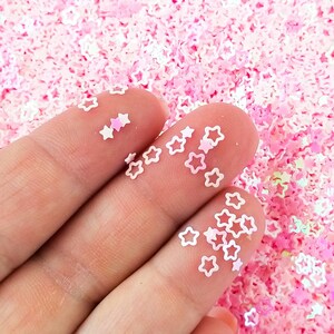 Baby Pink Iridescent Shift Assorted Hollow Star Glitter, Diy Craft Slime and Kids Supplies #U108