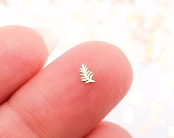 50 Tiny 4mm Gold Toned Floral Fern Leaf Cabochons, Cute Kawaii Nail Fern Cabs, Nail Art Charm Resin Supplies, Resin add-on #1460