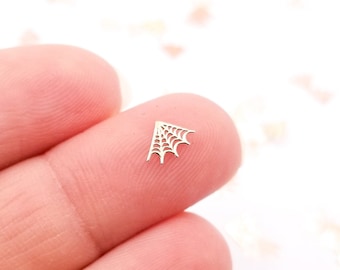 50 Tiny 5mm Gold Toned Metallic Spiderweb Cabochons, Cute Kawaii Spider Web Halloween Nail Cabs, Charm Resin Supplies, Resin add-on #1442