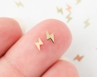 50 Tiny 6mm Gold Toned Metallic Lightning Bolt Cabochons, Cute Kawaii Nail Lightning Cabs, Charm Resin Supplies, Resin add-on #1398