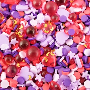 Hino Rei Red Sprinkle Mix, Assorted Resin Caviar Pearl Craft Glitter, Polymer Clay Table Scatter Confetti, Tumbler Fill, Slime Supply K132