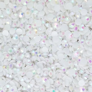 4mm AB Jelly Resin Rhinestones, White Flat Backed, Pick Your Amount