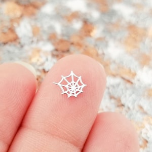 50 Tiny 7mm Silver Toned Metallic Spiderweb Cabochons, Cute Kawaii Spider Web Halloween Nail Cabs, Charm Resin Supplies, Resin add-on 1723