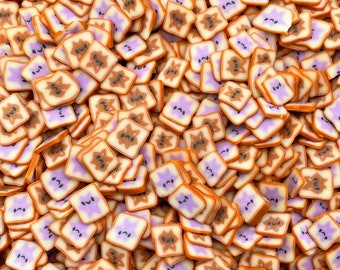 Small Peanut Butter and Jelly Bread Toast Polymer Clay Non Edible Sprinkles, Fake Polymer Clay Sprinkles, Miniature Food, M76