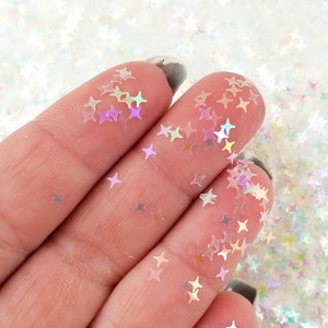 Clear Artic White Iridescent Shift 4 Point Star Glitter, #T177