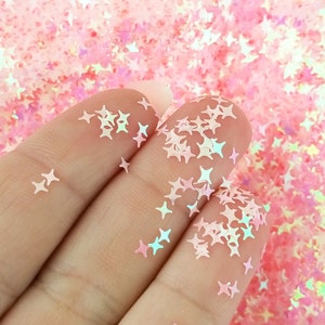 Pastel Light Pink Iridescent Shift 4 Point Star Glitter, Solvent Resistant Polyester Glitter, Good for Nail Polish, Pick Your Amount T187