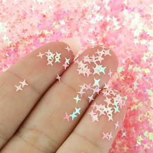 Pink Iridescent Shift Star Glitter, Light Pink Glitter, Pick Your Amount, T187