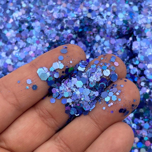 Periwinkle Blue Pixie Dust Assorted Shape Solvent Resistant Glitter, Pick Your Amount, Shaker Mix, Kawaii Glitter F612