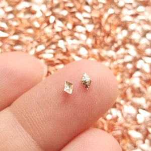 50 Tiny 4mm Rose Gold Toned 3D Rhombus Diamond Cabochons, Cute Kawaii Nail Shape Cabs, Nail Art Charm Resin Supplies, Resin add-on 1482