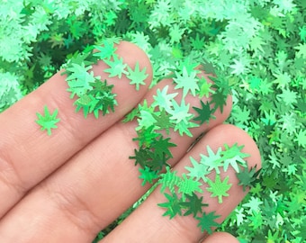 Holo Green Pot Leaf Marijuana Shape Glitter, 420 Glitter, kawaii shaker glitter, Pick Your Amount, U181