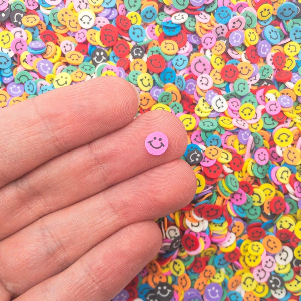 Multicolor Happy Smiley Face Polymer Clay Non Edible Emoji Sprinkles, Fimo Fake Sprinkle Mix, Decoden Funfetti Rainbow Jimmies E206