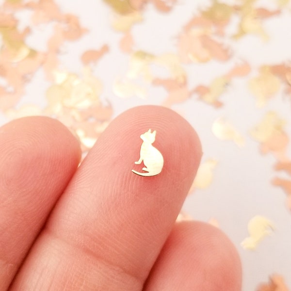 50 Tiny 8mm Gold Toned Metal Cat Cabochons, Kitten Cat Cute Kawaii Nail Cabs, Charm Resin Supplies, Resin 1689