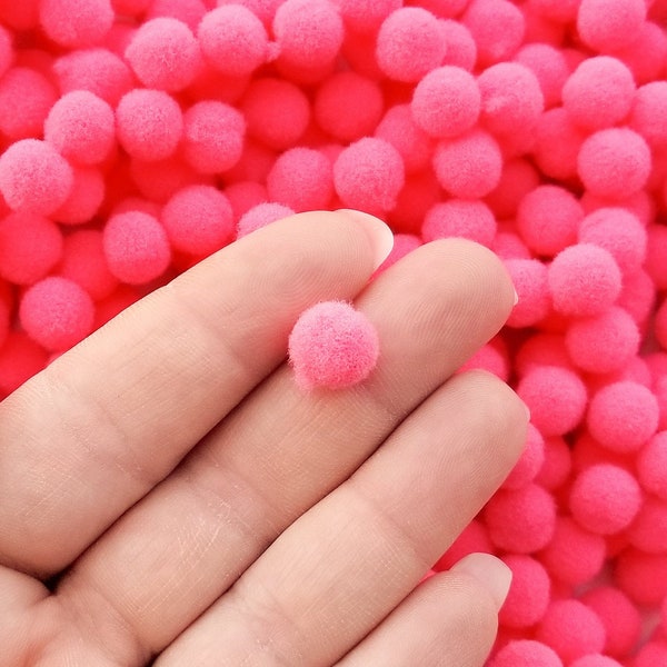 One Hundred 10mm Magenta Pink Mochi Balls, Pom Poms, Approx. 100 Pieces for Crafts and Slimes