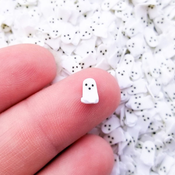 Small Spooky Ghost Halloween Polymer Clay Sprinkles, Spooky Faux Sprinkles, Polymer Clay Fake Sprinkles, Decoden Funfetti Jimmies, N137