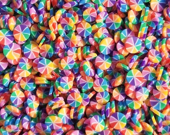 RAINBOW CANDIES Polymer Clay Dessert Candy Slice Sprinkles, Nail Art Slices, Faux Dessert, Miniature Dessert, R81