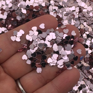 Rose Gold Heart Glitter, Solid Heart Glitter, Resin and Slime Embellishment, Pick your Amount U169