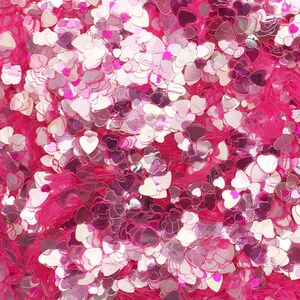 Transparent Pink Multisize Mixed Heart Glitter, Resin and Slime Embellishment, Pick your Amount, T174 image 2
