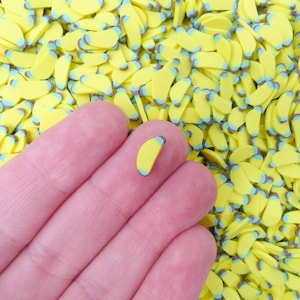 Plantain ou banane en pâte polymère, saupoudrer de tranches d'art pour les ongles, faux fruits NON COMESTIBLES, fruit miniature, dispersion de table confettis fimo R54