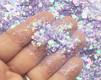 Lavender Pixie Dust Iridescent Shift Assorted Shape Glitter, Pick Your Amount, Shaker Mix, Kawaii Glitter, T87