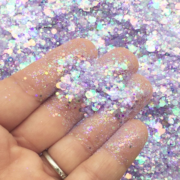 Lavender Pixie Dust Iridescent Shift Assorted Shape Glitter, Pick Your Amount, Shaker Mix, Kawaii Glitter, T87