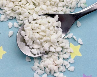 6mm White Jelly Cloud Polymer Clay Sprinkles, Fake Bake Decoden Fimo Table Scatter Confetti, Tumbler Shaker Slime Supply P220