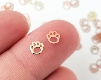 Cabujones metálicos dorados con forma de huella de pata, adorables diseños kawaii de cachorros y gatos, suministros de resina para dijes, complemento de resina n.° 1399