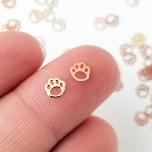 50 Tiny 5mm Gold Toned Metallic Pawprint Cabochons, Cute Kawaii Nail Puppy Cat Paw Print Cabs, Charm Resin Supplies, Resin add-on #1399