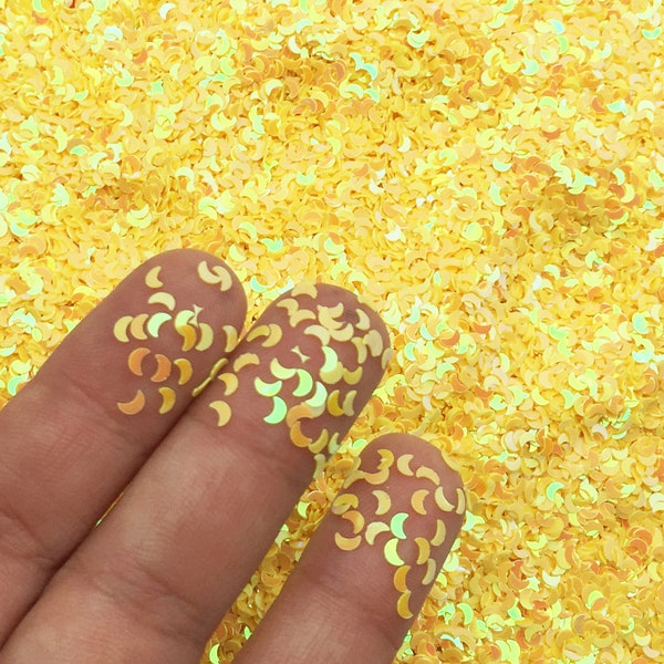 Yellow Iridescent Shift Moon Glitter, Half Moon Glitter, T147