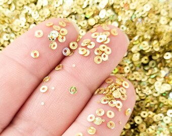 Paillettes rotonde olografiche dorate, glitter, coriandoli metallici olografici da 2,5 mm da spargere sulla tavola, scegli la quantità F813
