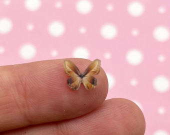 10 Tortoise Brown Small 8mm Flatbacked Resin Nail Butterfly Cabochons, Tiny Butterfly Bug Flat Backed Acrylic Plastic Cabs 1788