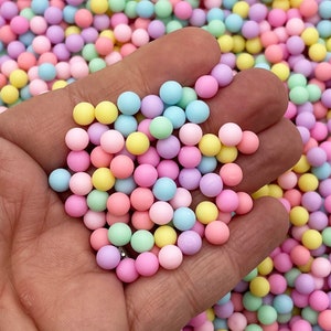 Frosted Pastel Caviar NON EDIBLE No Hole Beads, 6mm, Faux Nonpareil Acrylic dragees, Opaque Caviar No Hole Beads, K76