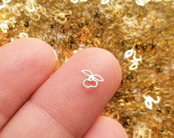 50 Tiny 6mm Gold Toned Hollow Cherry Dangle Cabochons, Cute Kawaii Nail Cherries, Nail Art Charm Resin Cab Supplies, Resin add-on #1483