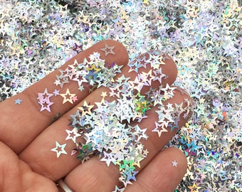 Silver Hologram, Hollow Shift Star Glitter, Holo Glitter, Pick Your Amount, U101