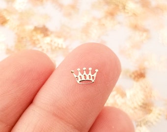 50 Tiny 7mm Gold Toned Metal Crown Cabochons, Cute Kawaii Nail Crown Cabs, Charm Resin Supplies, Resin add-on #1680