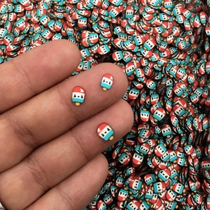 Tranches d'argile polymère rouge blanc + bleu patriotique 4 juillet popsicle crème glacée, faux confettis NON COMESTIBLES saupoudrer de dispersion de table, nail art M39