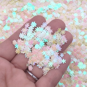Glitter floco de neve branco marfim cremoso iridescente, glitter de Natal, glitter para arte em unhas, decoração, glitter para festas, escolha sua quantidade, U128
