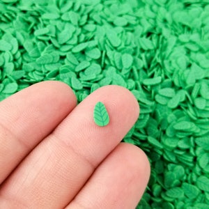 Green Polymer Clay Leaf Sprinkles, Fimo Fake Sprinkle Mix, Non Edible Resin and Slime Supplies P99