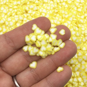 Gradient Yellow Polymer Clay Heart Sprinkles, NON EDIBLE Valentines Fake Sprinkle Nail Slices, K249