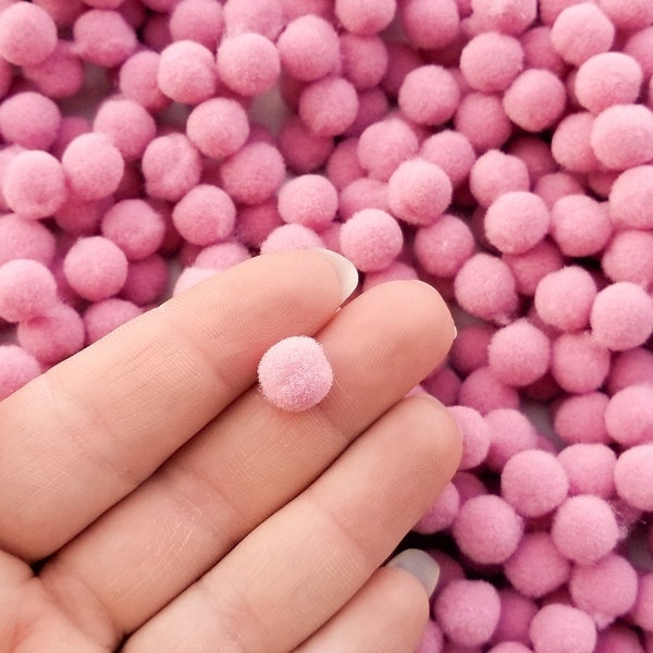 One Hundred 10mm Mauve Pink Mochi Balls, Pom Poms, Approx. 100 Pieces for Crafts and Slimes