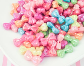 Pastel Beads - 18mm Beautiful Bright Small Cute Bow or Ribbon Shape Pl